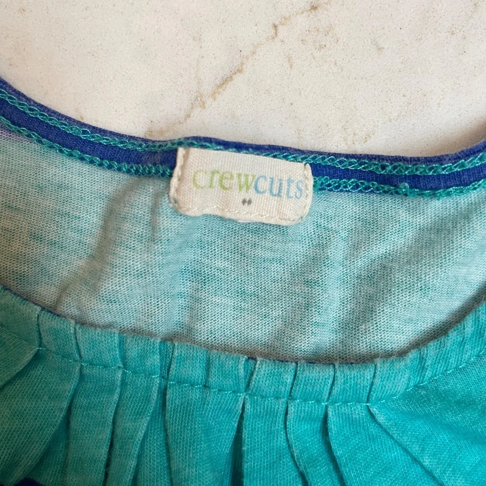 Teal and blue striped Crewcuts long sleeve top size6? (measurements in photos)